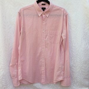 J. Crew Pink Seersucker Gingham Shirt Slim Sz L